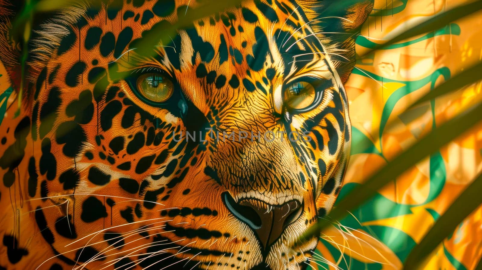 Proud  leopard staring at prey, rare endangered cat, beautiful exotic spotted big cat similar jaguar. AI generated