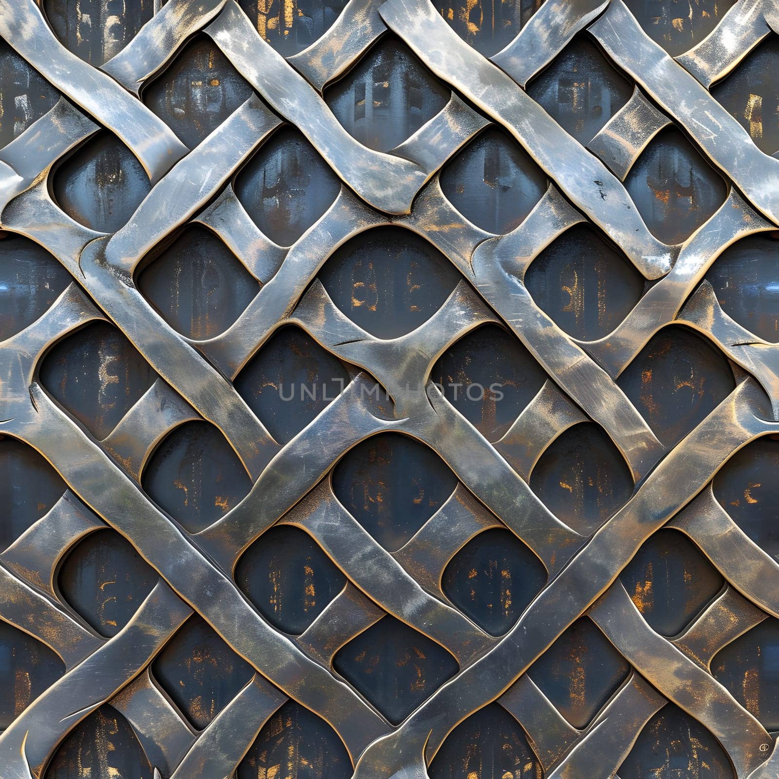 Seamless metal pattern texture. Neural network generated image. Not based on any actual scene or pattern.
