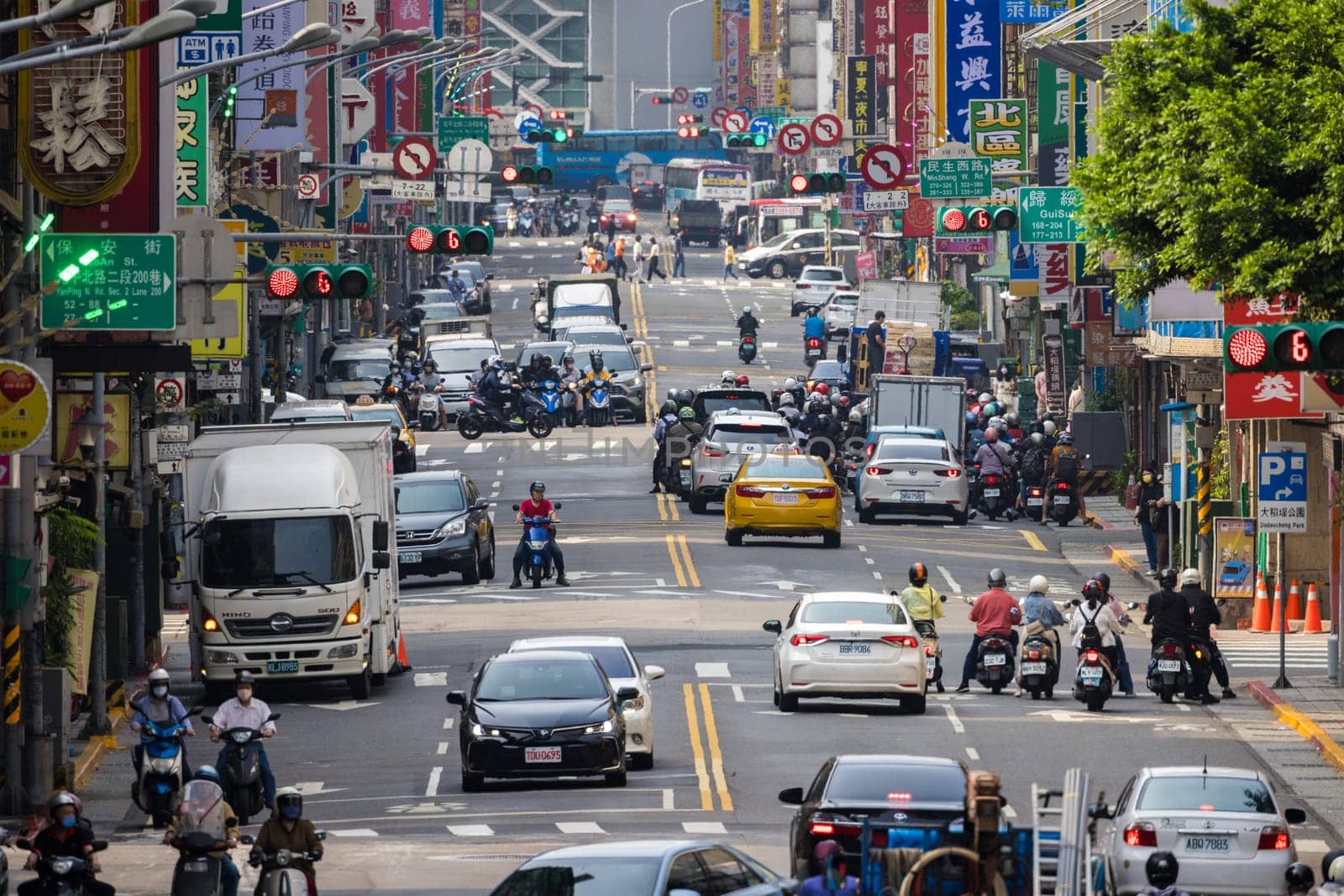 Taipei, Taiwan 19 April 2023: Taiwan City street in Taipei