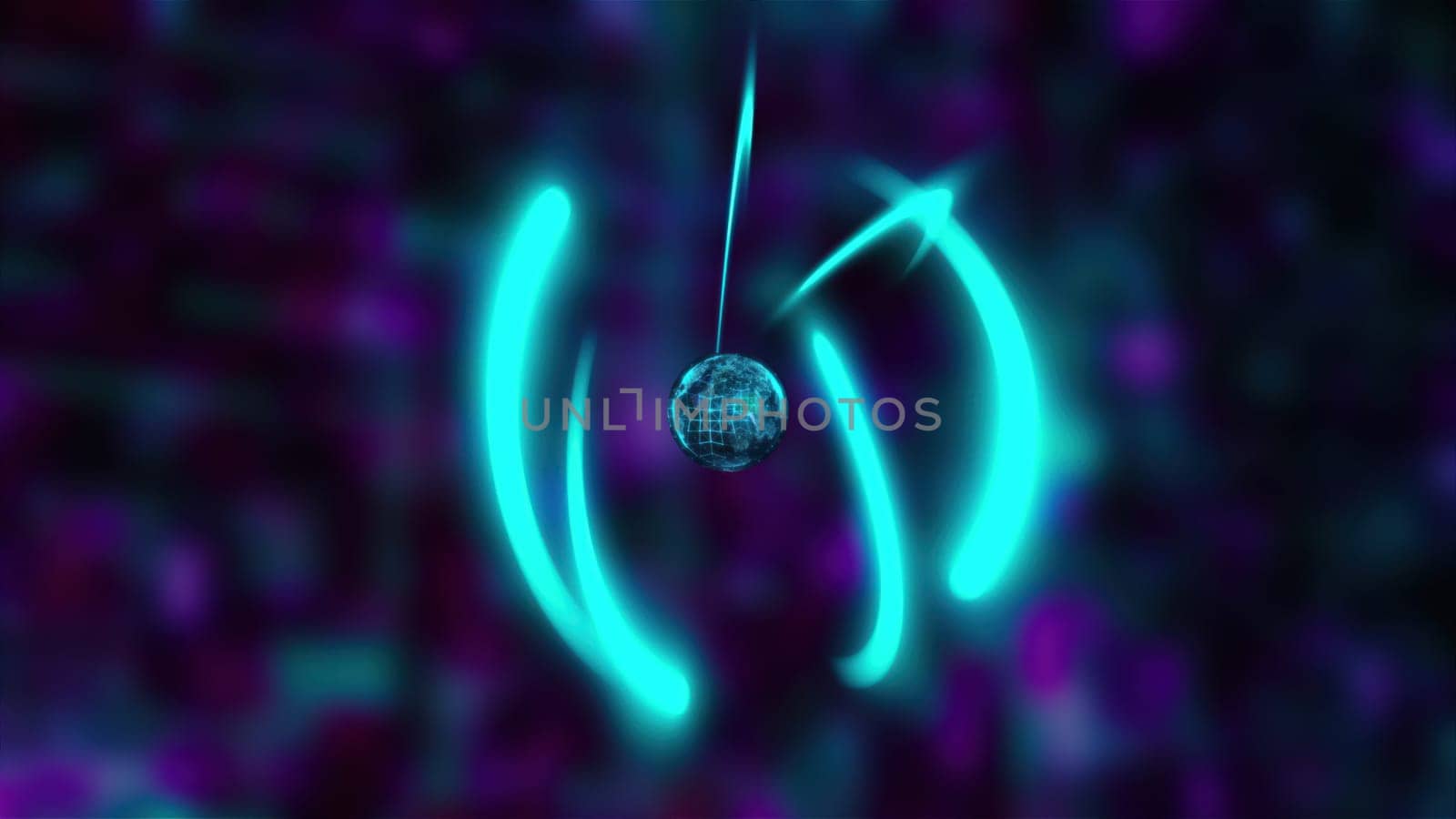 Abstract digital atom. Computer generated 3d render