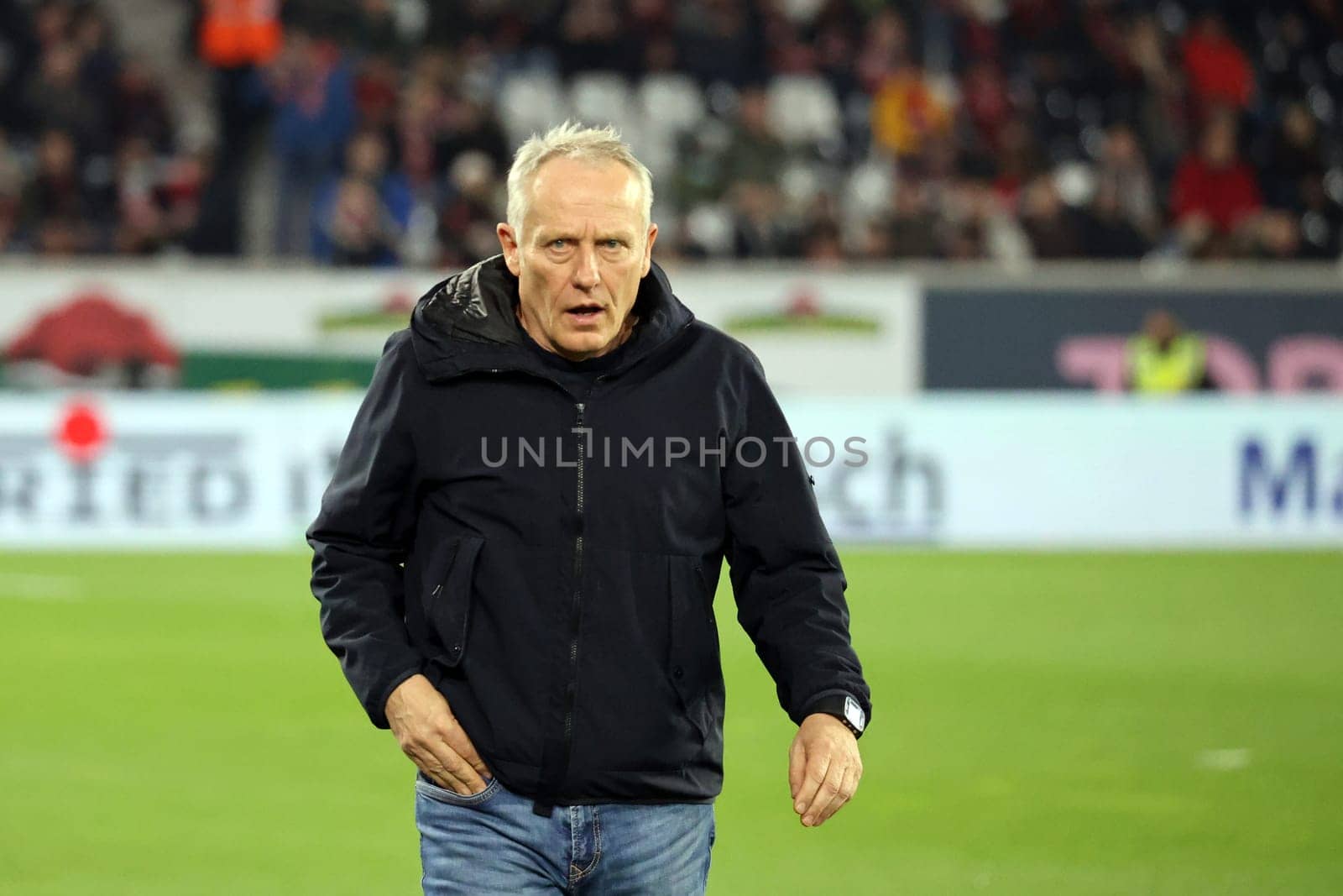 Coach Christian Streich (SC Freiburg) at the match of the 1st FBL: 23-24: 24. Sptg. SC Freiburg - FC Bayern Munich  DFL REGULATIONS PROHIBIT ANY USE OF PHOTOGRAPHS AS IMAGE SEQUENCES AND/OR QUASI-VIDEONann  Photo: Joachim Hahne/johapress