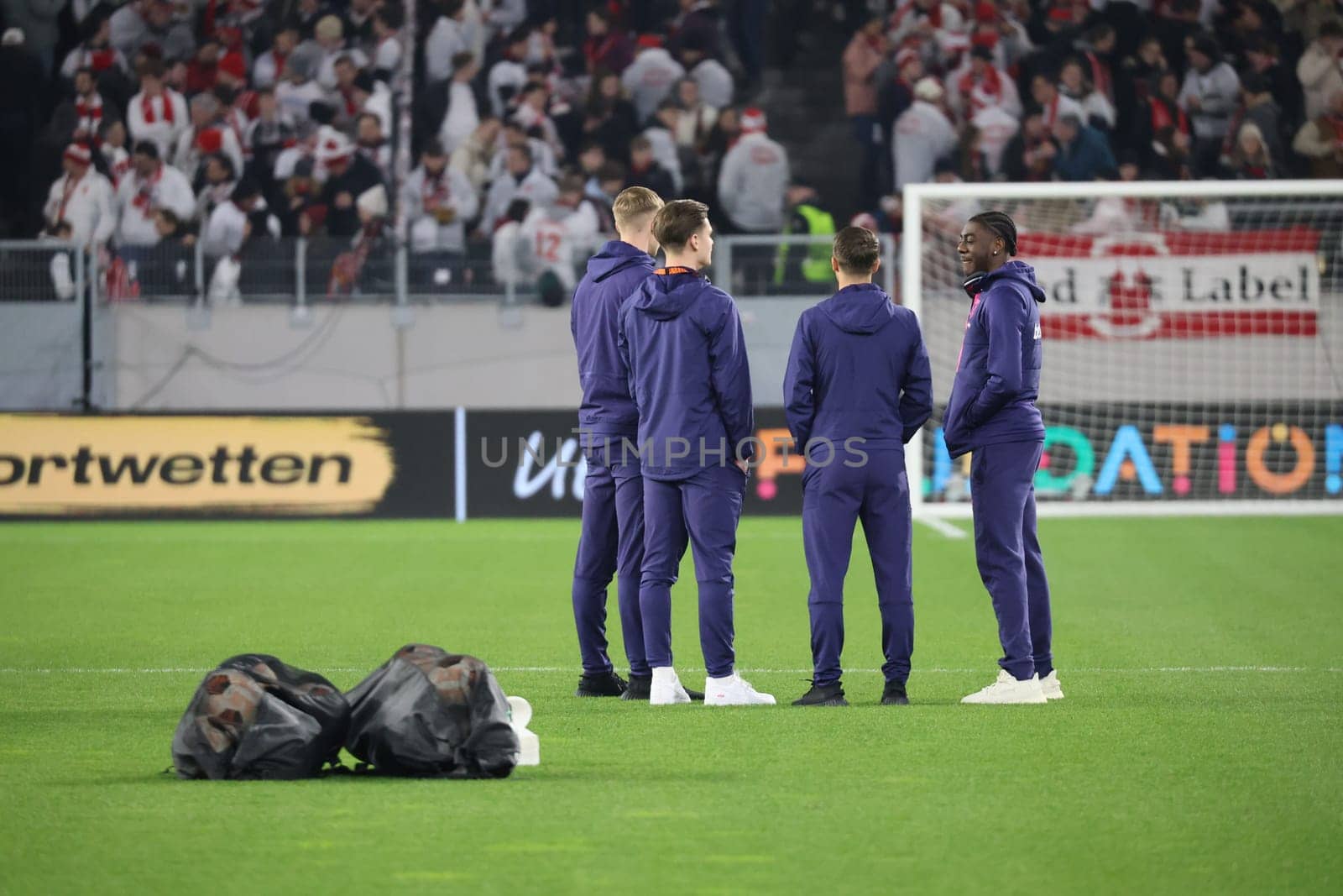 The players and coaches inspecting the pitch before the Europa League match - Round of 16: SC Freiburg vs West Ham United
