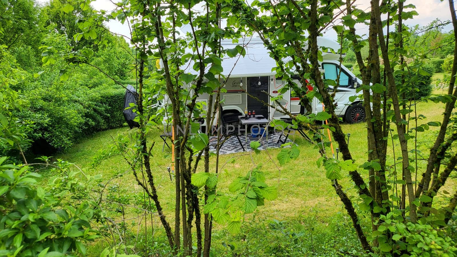 WARSTEIN, GERMANY -JUNE 07, 2023: Warstein, Germany-June 07, 2023: Visit to the Warsteiner World campsite with the RV camper. With a city tour.