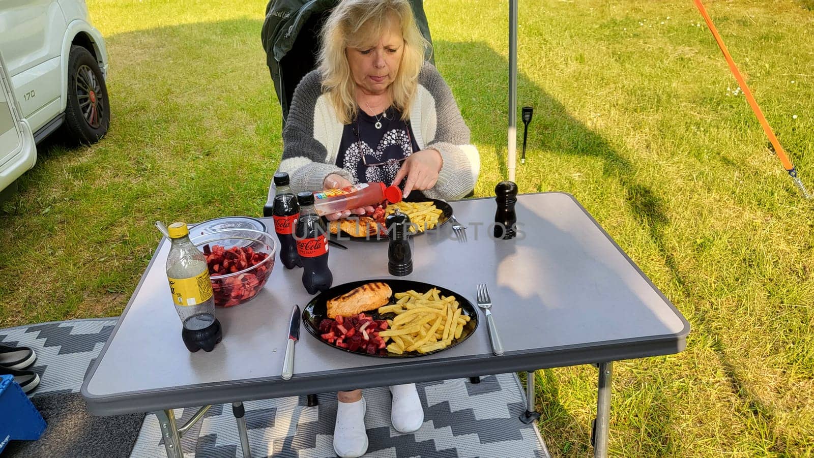WARSTEIN, GERMANY -JUNE 07, 2023: Warstein, Germany-June 07, 2023: Visit to the Warsteiner World campsite with the RV camper. With a city tour.