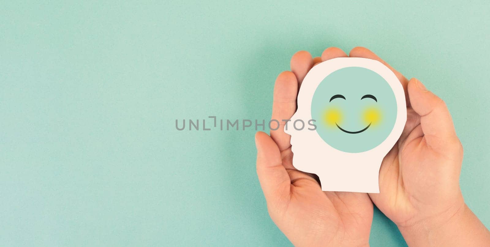 Happy smiling face, mental health concept, positive thinking and attitude, emotion, support and evaluation