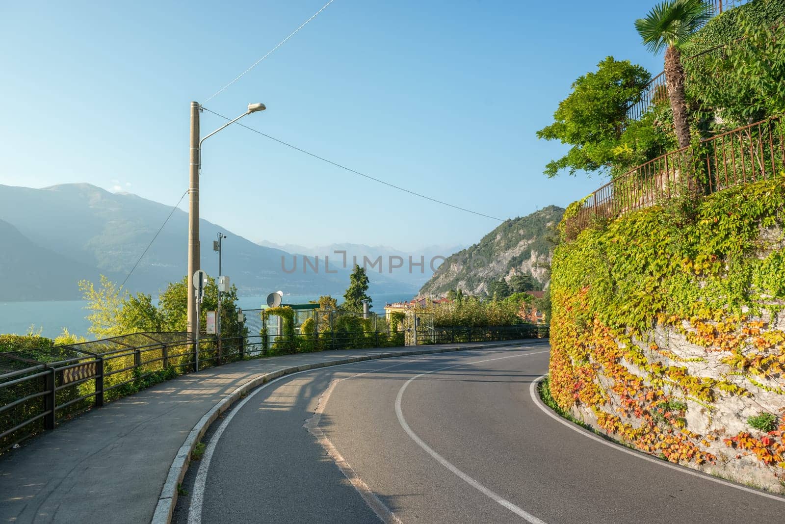 Motor road near Lake Como in Italy