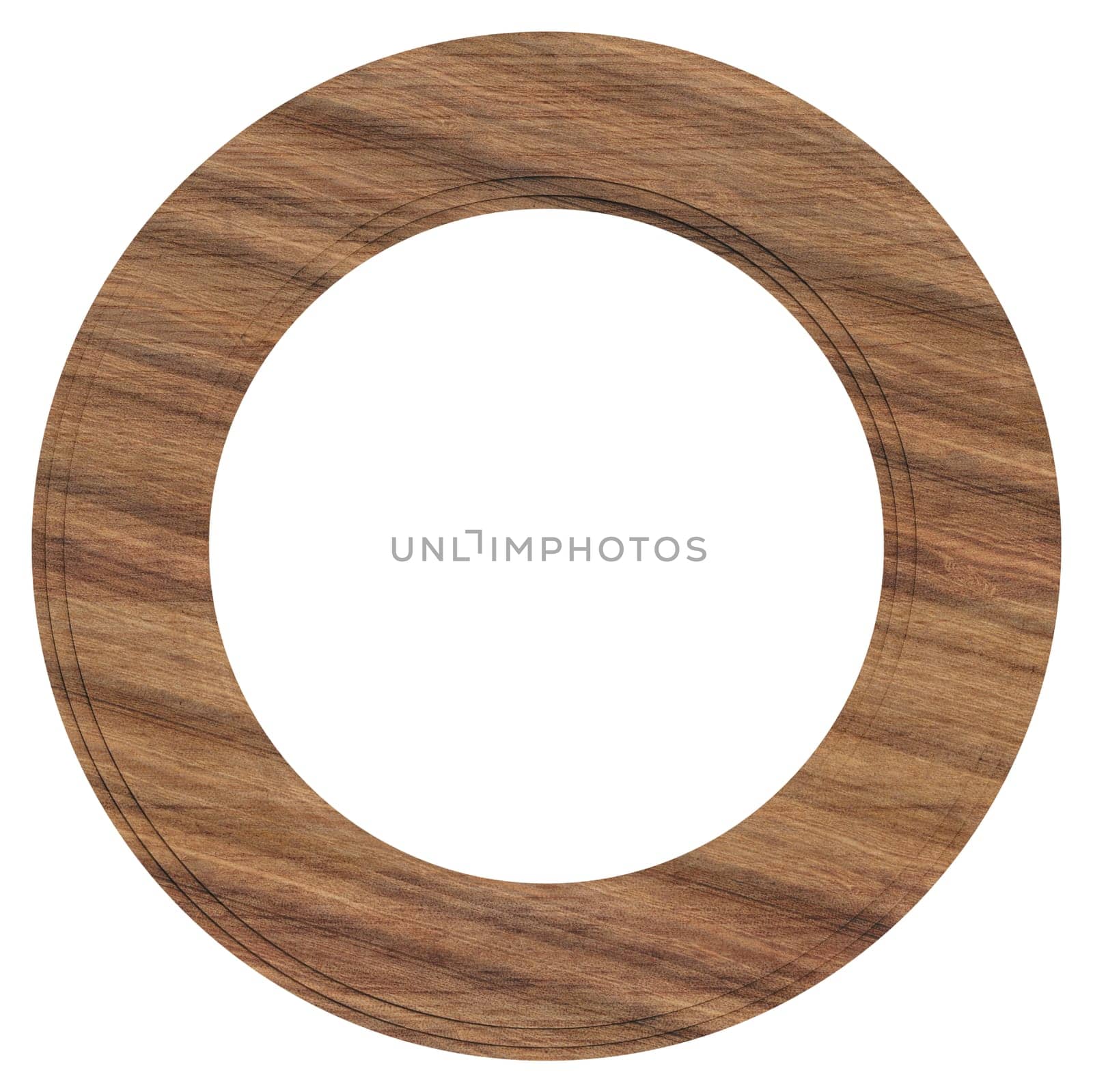 Empty oak round frame for photos and painting