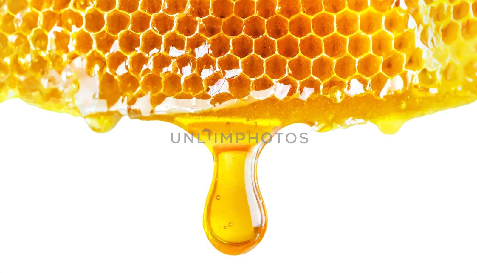 Background with a honeycomb filled with honey.