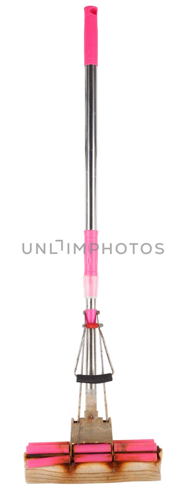 used PVA sponge mop isolated on white background.
