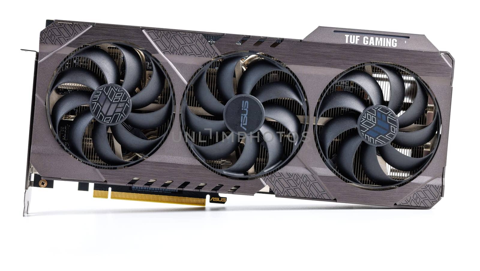 NVIDIA RTX 3060 OC 12g TUF Gaming graphics card on white background. Tula, Russia - July 26, 2022