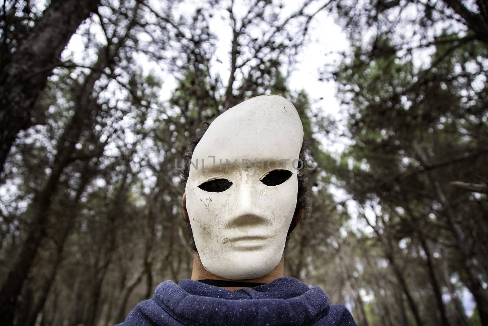 Detail of terrifying costume on Halloween night, scary scares