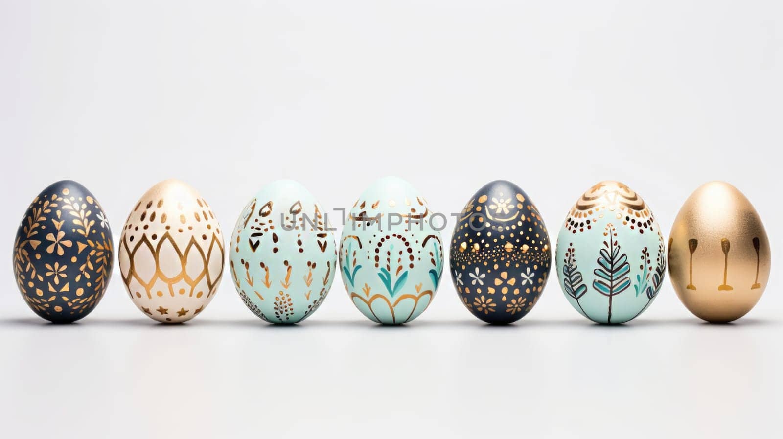 gold and pastel colorful easter egg, ai