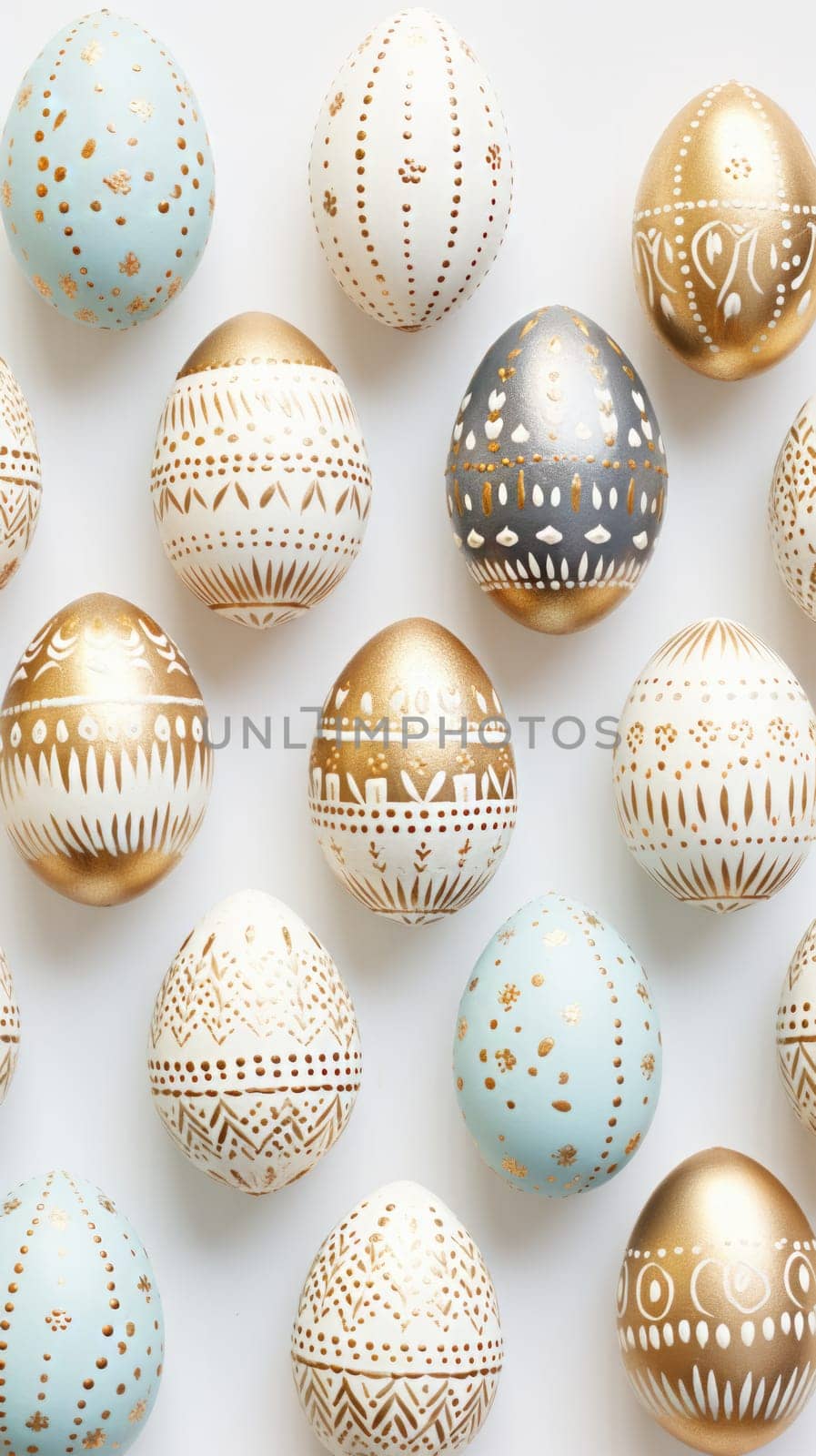 gold and pastel colorful easter egg, ai