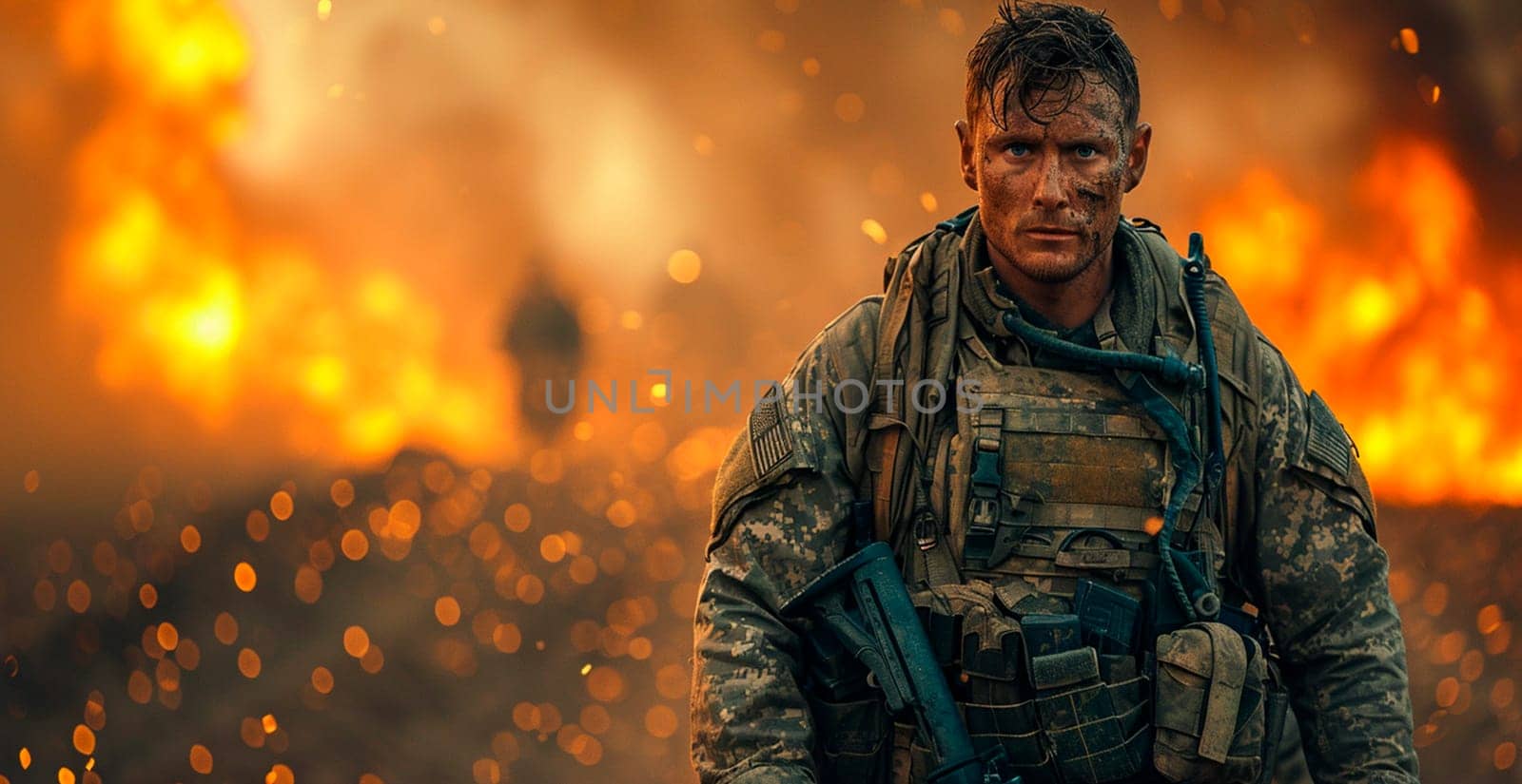 Military armored tank, soldier tanker on the battlefield, military conflict AI generated image