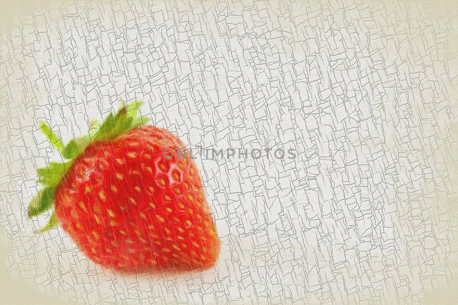 Creative illustration in vintage watercolor design - Strawberry isolated on white background