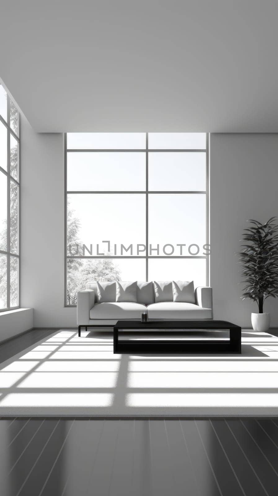 modern minimalist living room interior, ai