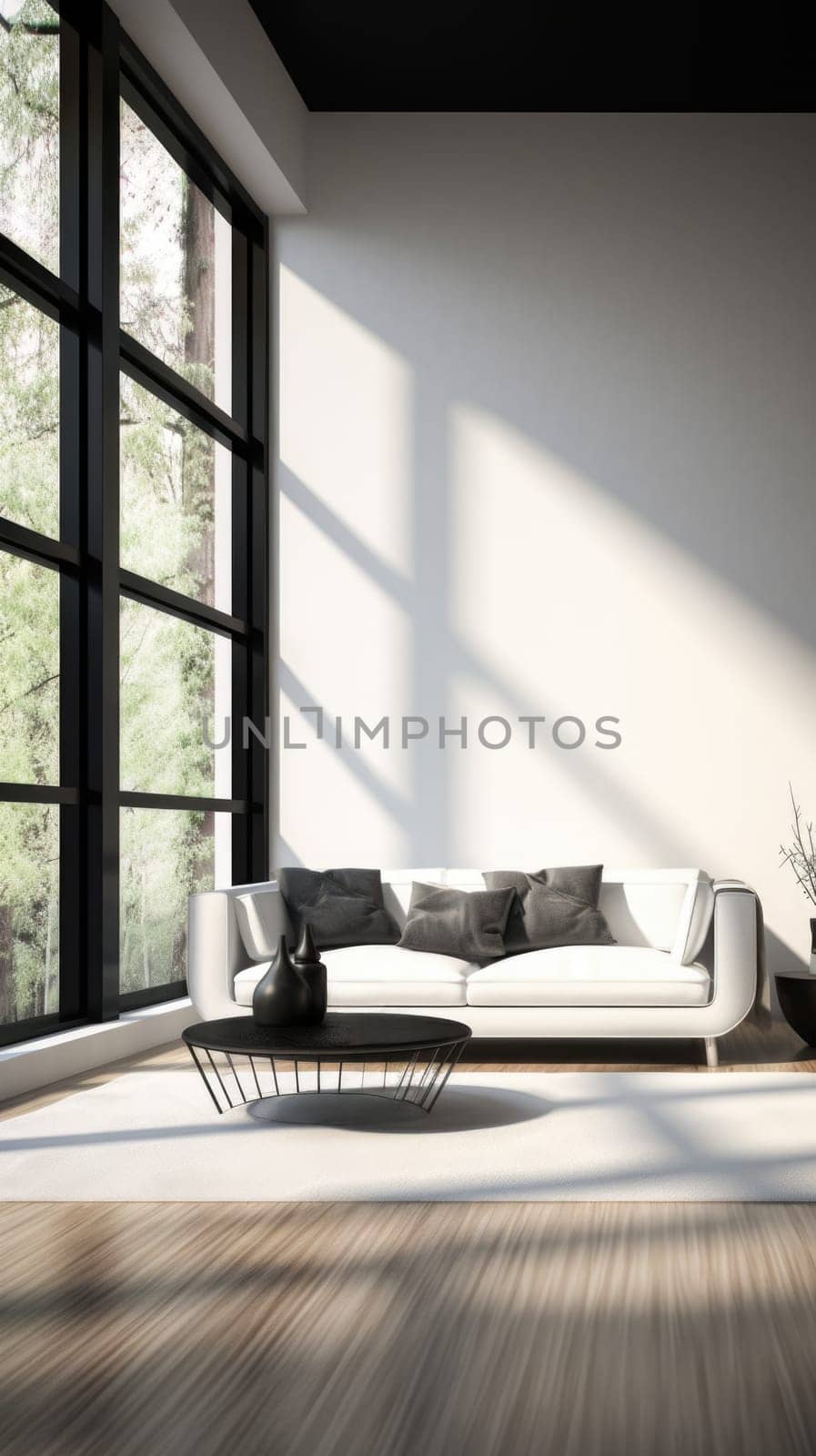 modern minimalist living room interior, ai