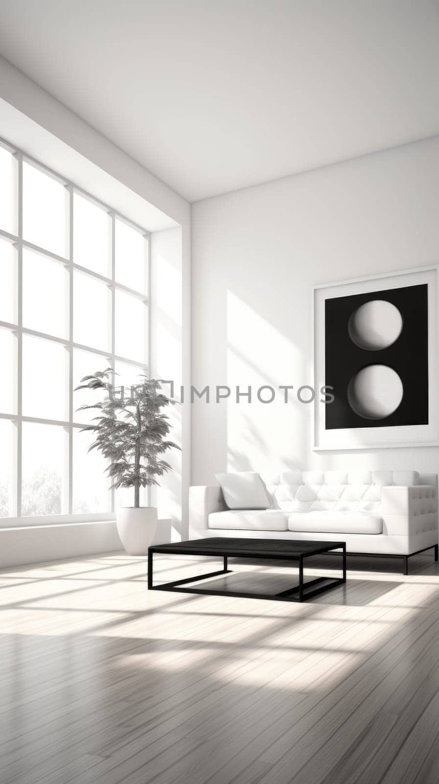 modern minimalist living room interior, ai
