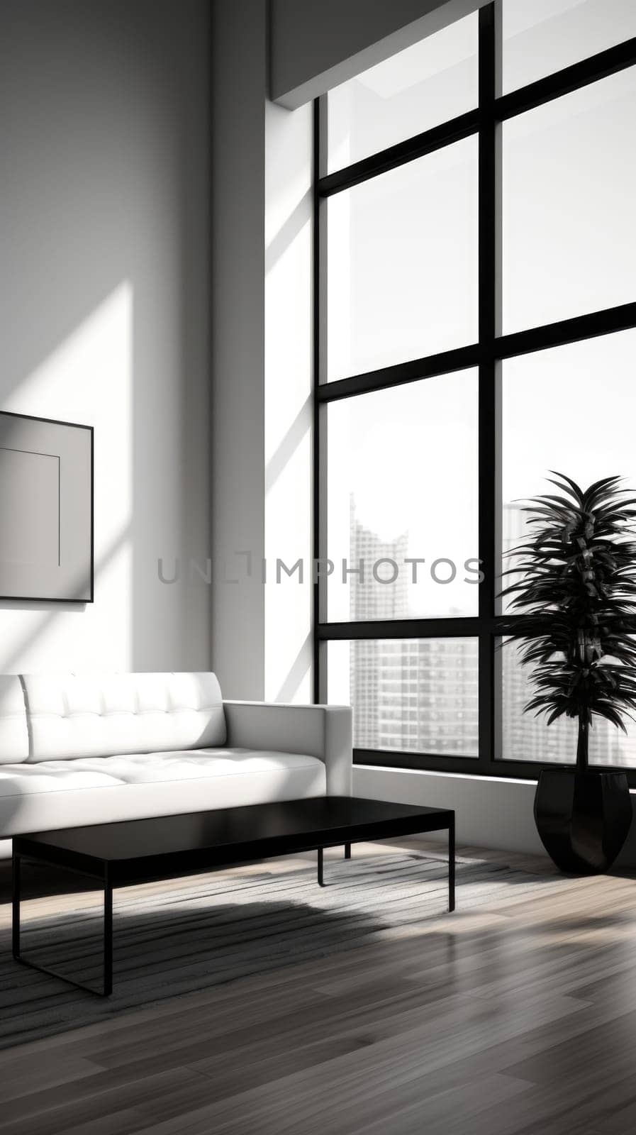 modern minimalist living room interior, ai