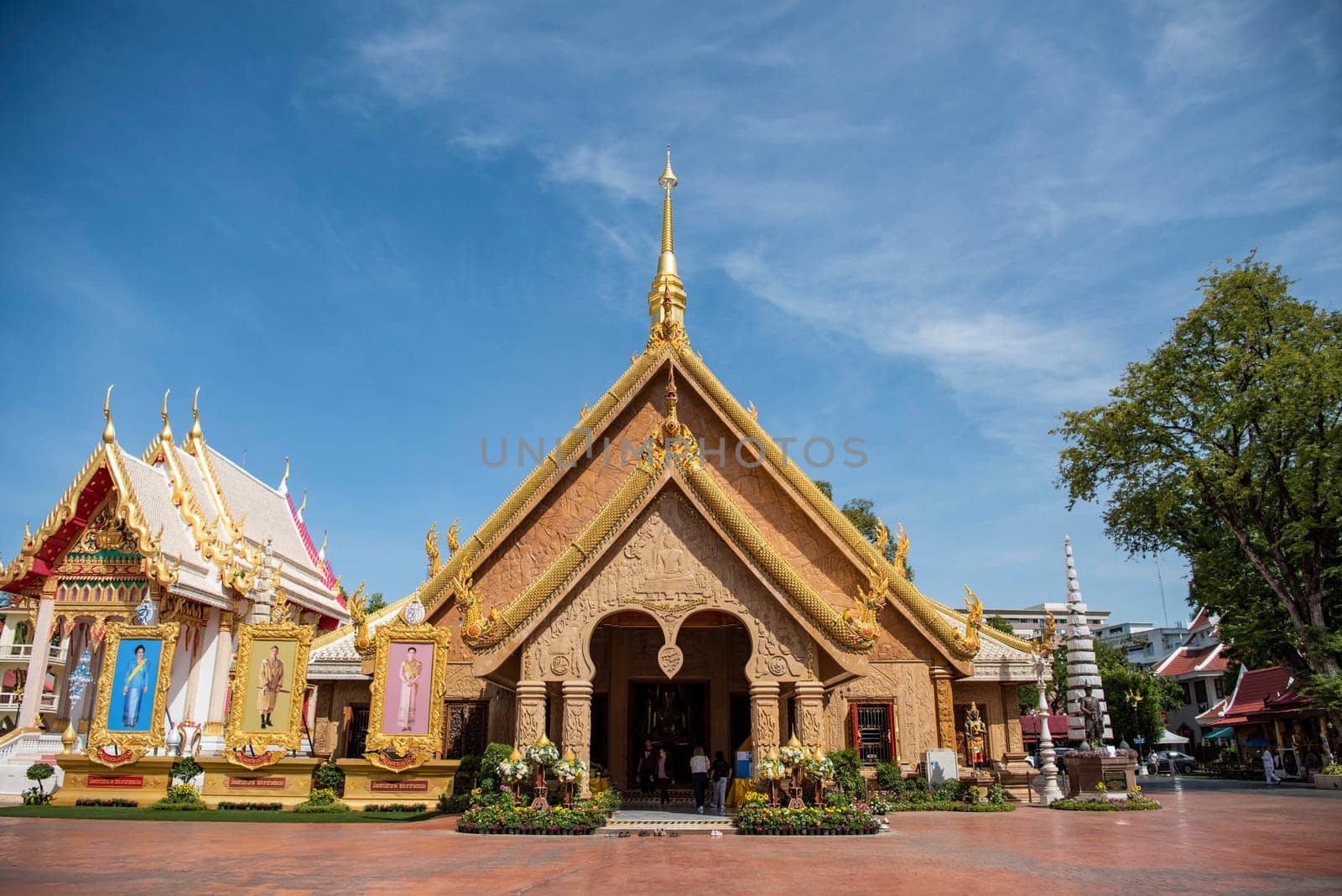 Wat Maha Wanaram in the city centre of Udon Ratchathani and Province Ubon Ratchathani in Thailand.  Thailand, Ubon Ratchathani, November, 23, 2023
