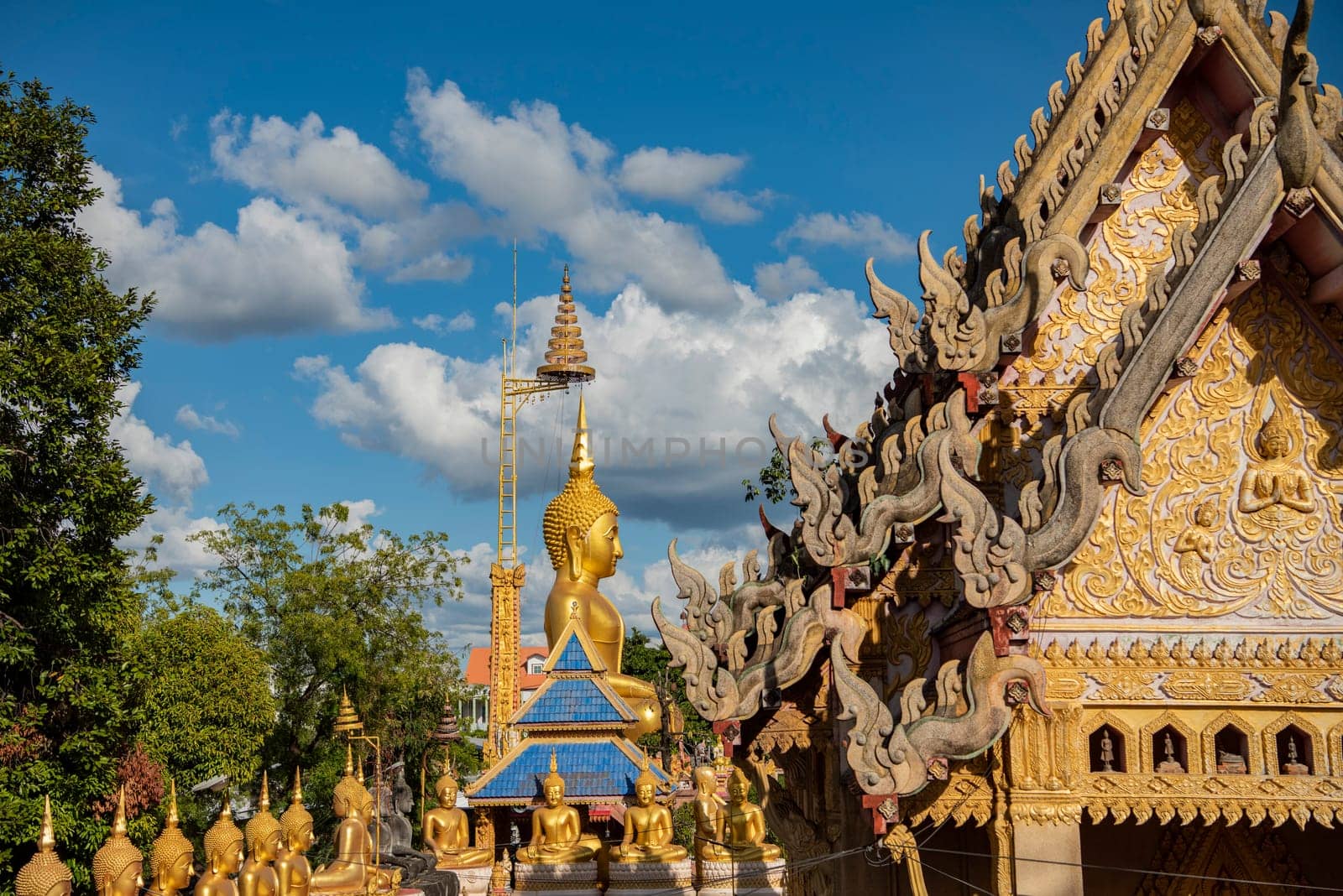 a Buddha at Wat Tai Phrachao Yai Ong Tue in the city Udon Ratchathani and Province Ubon Ratchathani in Thailand.  Thailand, Ubon Ratchathani, November, 23, 2023
