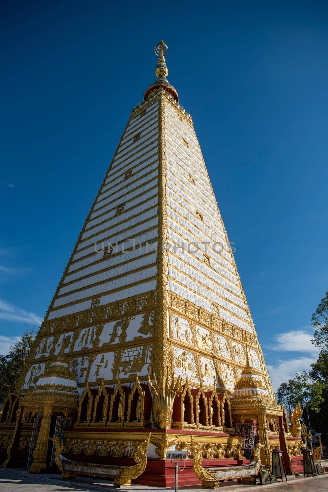 the Sri Maha Pho Chedi of Wat Phra That Nong Bua Temple in the city centre of Udon Ratchathani and Province Ubon Ratchathani in Thailand.  Thailand, Ubon Ratchathani, November, 24, 2023