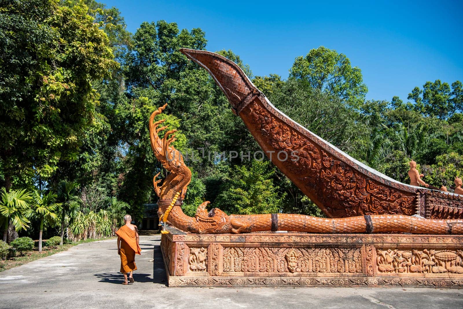 the Ship Temple of Wat Sa Prasan Suk in the city centre of Udon Ratchathani and Province Ubon Ratchathani in Thailand.  Thailand, Ubon Ratchathani, November, 24, 2023