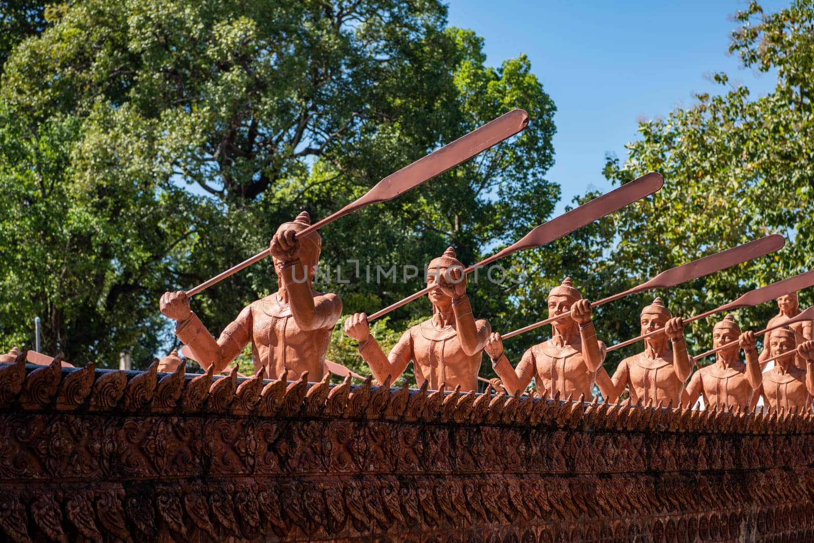 the Ship Temple of Wat Sa Prasan Suk in the city centre of Udon Ratchathani and Province Ubon Ratchathani in Thailand.  Thailand, Ubon Ratchathani, November, 24, 2023