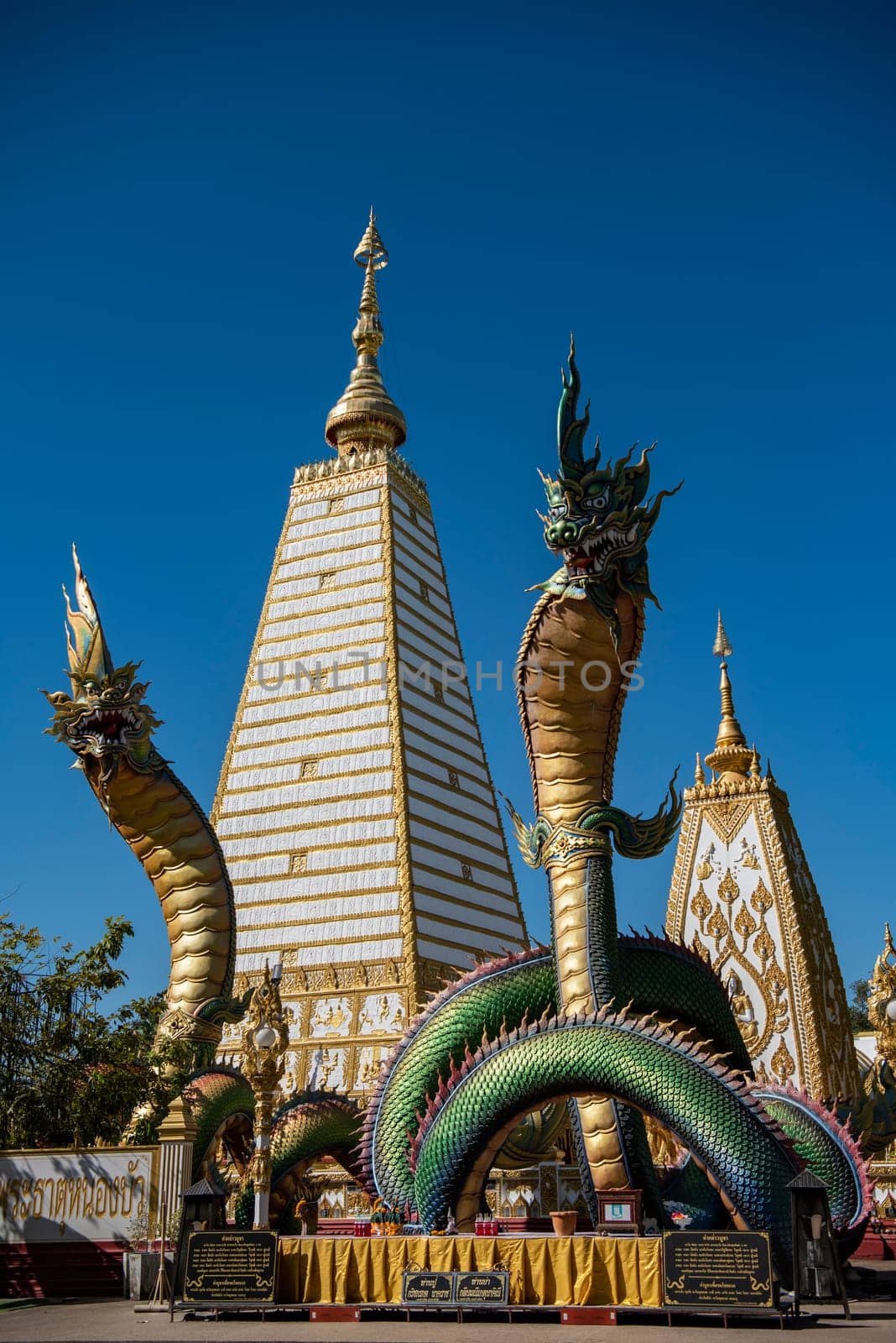 the Sri Maha Pho Chedi of Wat Phra That Nong Bua Temple in the city centre of Udon Ratchathani and Province Ubon Ratchathani in Thailand.  Thailand, Ubon Ratchathani, November, 24, 2023