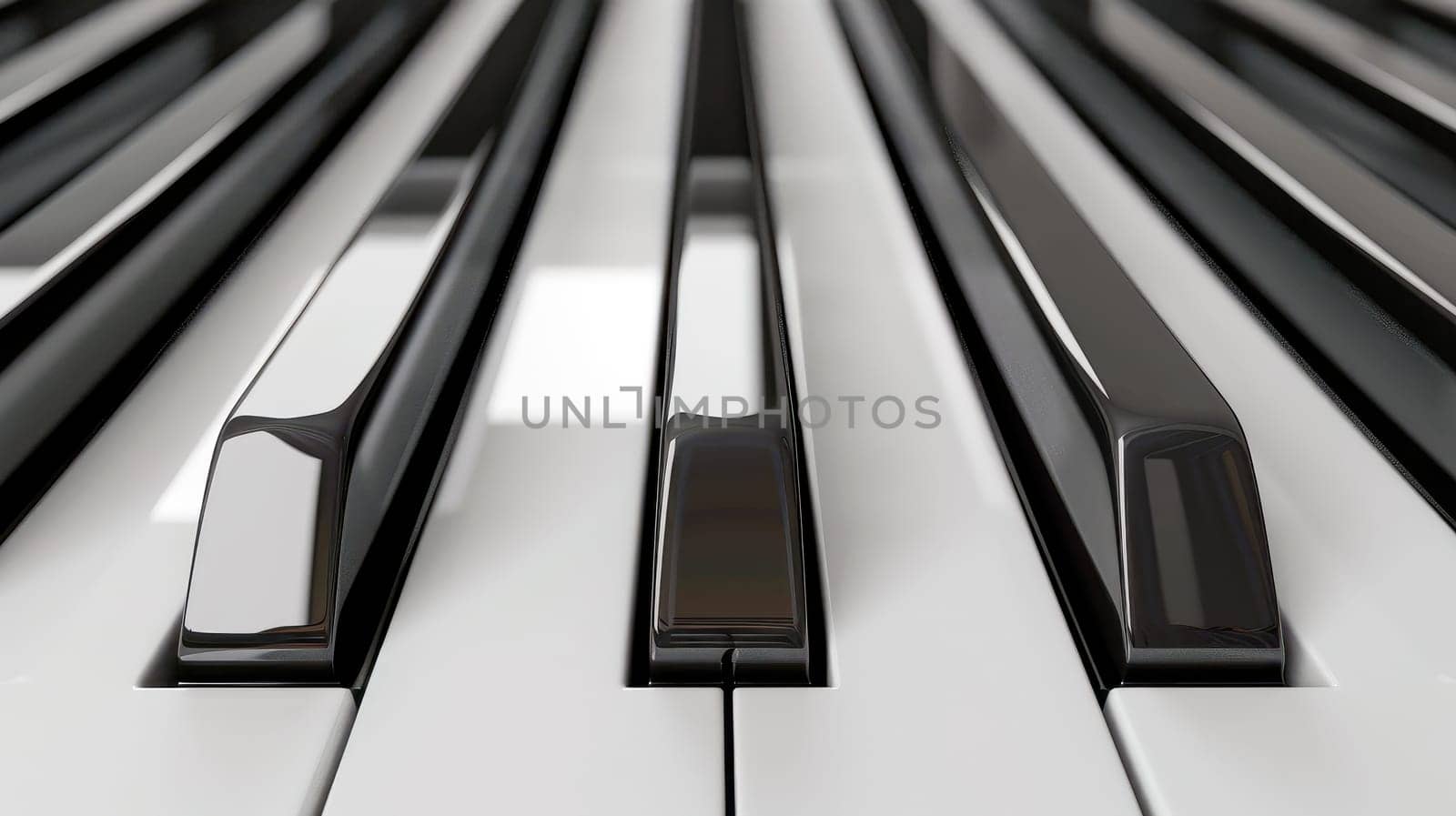 Close-up of piano keyboard. Close frontal view. AI generated