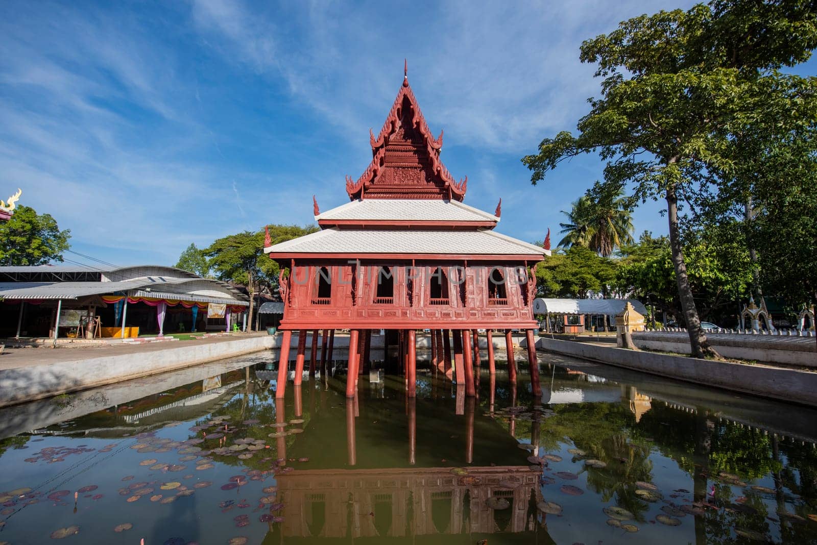 Wat Thung Si Mueang in the city centre of Udon Ratchathani and Province Ubon Ratchathani in Thailand.  Thailand, Ubon Ratchathani, November, 22, 2023