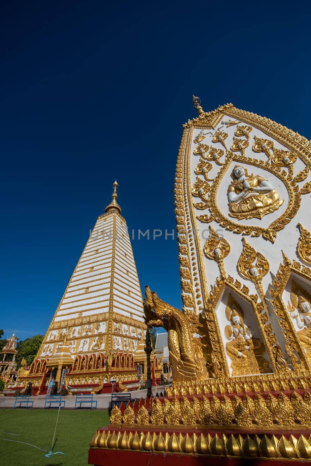 the Sri Maha Pho Chedi of Wat Phra That Nong Bua Temple in the city centre of Udon Ratchathani and Province Ubon Ratchathani in Thailand.  Thailand, Ubon Ratchathani, November, 24, 2023