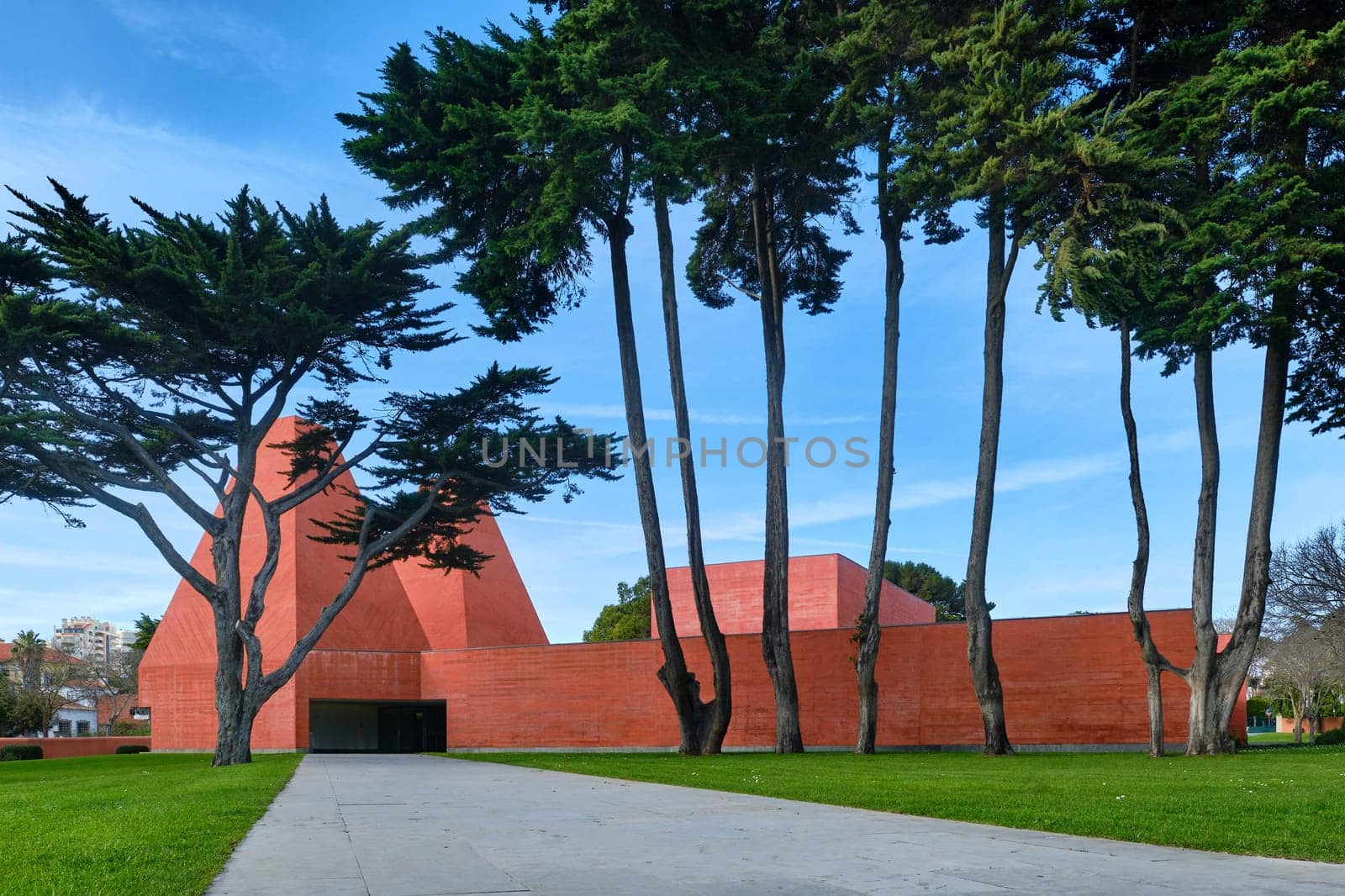Cascais, Portugal Feb 17, 2024: Paula Rego Stories House (Casa das Historias Paula Rego) art museum on sunny day. Design by architect Eduardo Souto de Moura.