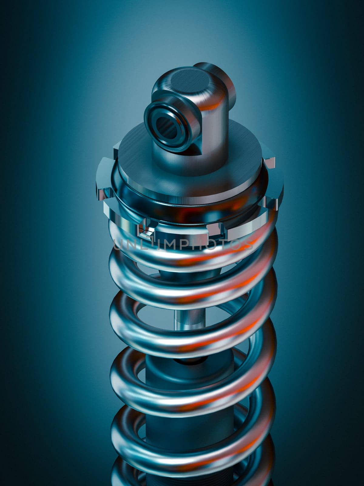 metal spring on a blue background. 3d redner