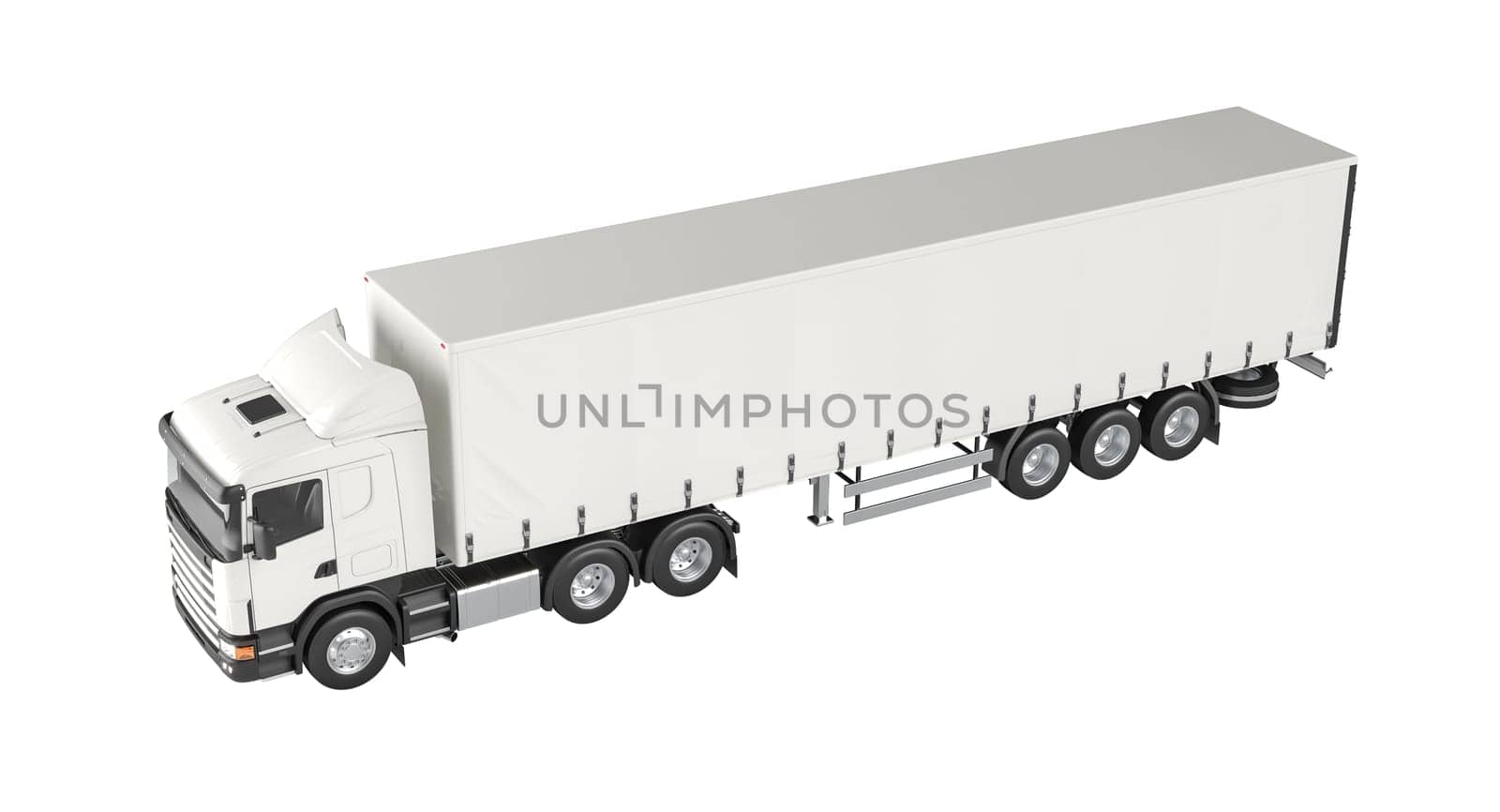 modern white semi truck isolated on a white background. 3d render