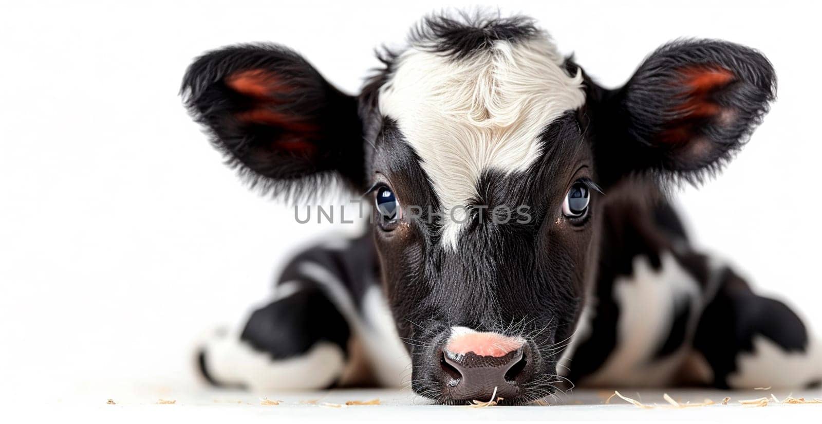 Cow on white isolated background, calf AI generated image
