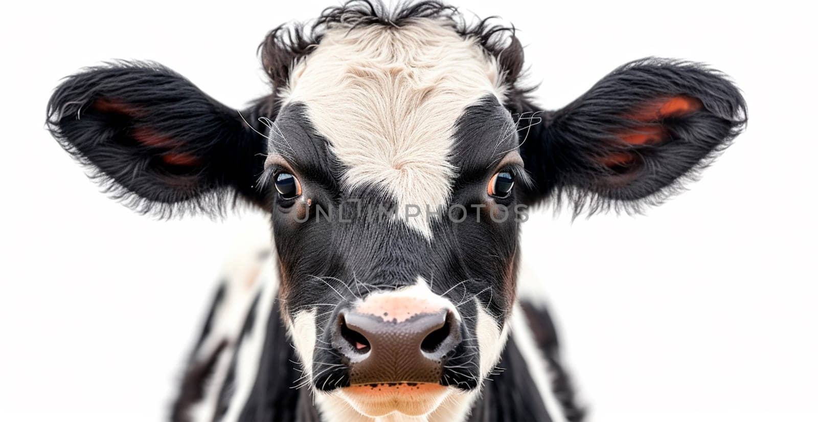 Cow on white isolated background, calf AI generated image
