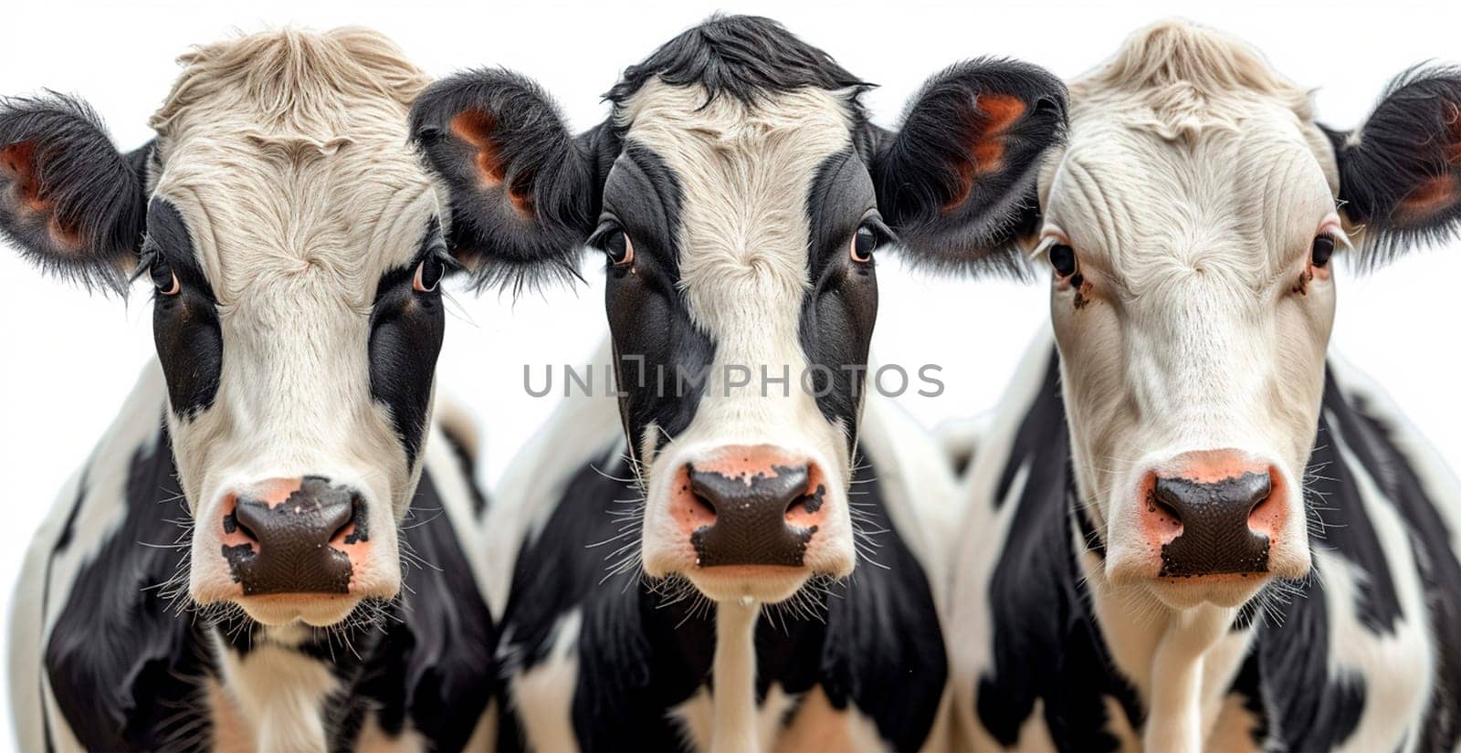 Cows on a white isolated background AI generated image