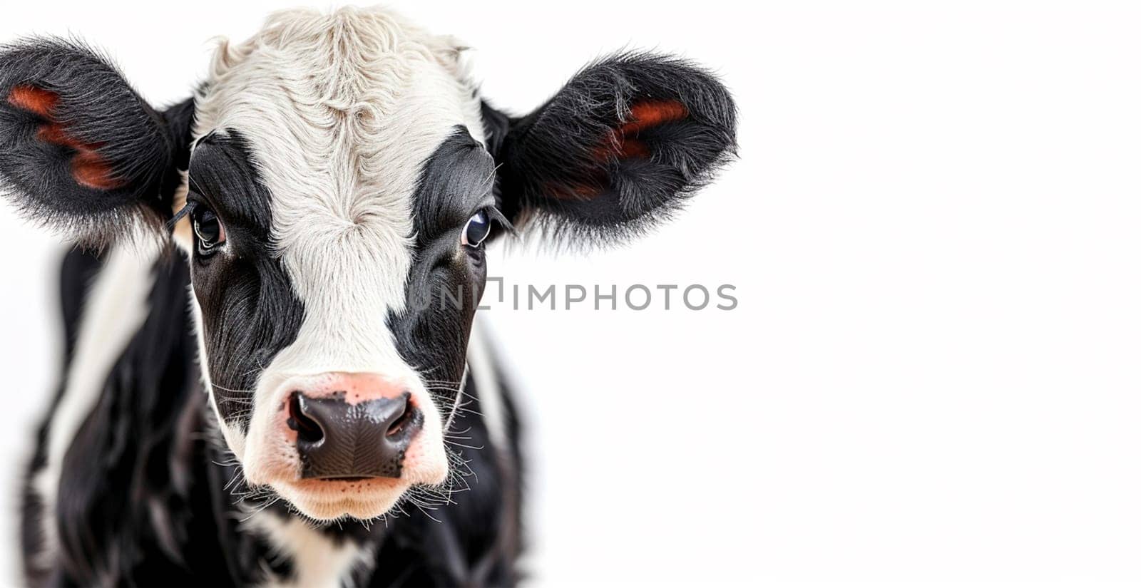 Cow on white isolated background, calf AI generated image