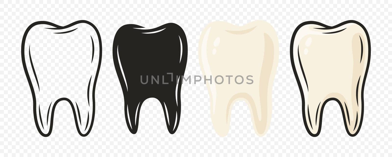 Vector Cartoon Tooth. Design Template for Promoting Dental Care and Toothpaste. Healthy Oral Hygiene Concept. Flat Vector Tooth. Front View.