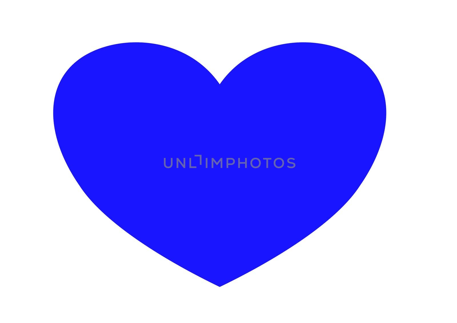 Blue heart on white background, clipping