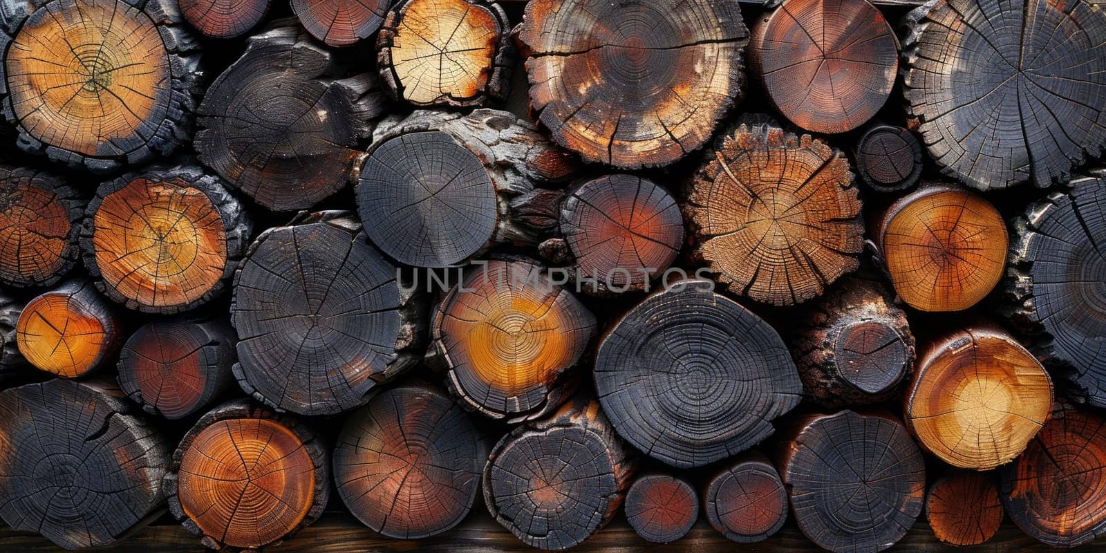 Detailed and vibrant display of wooden logs texture