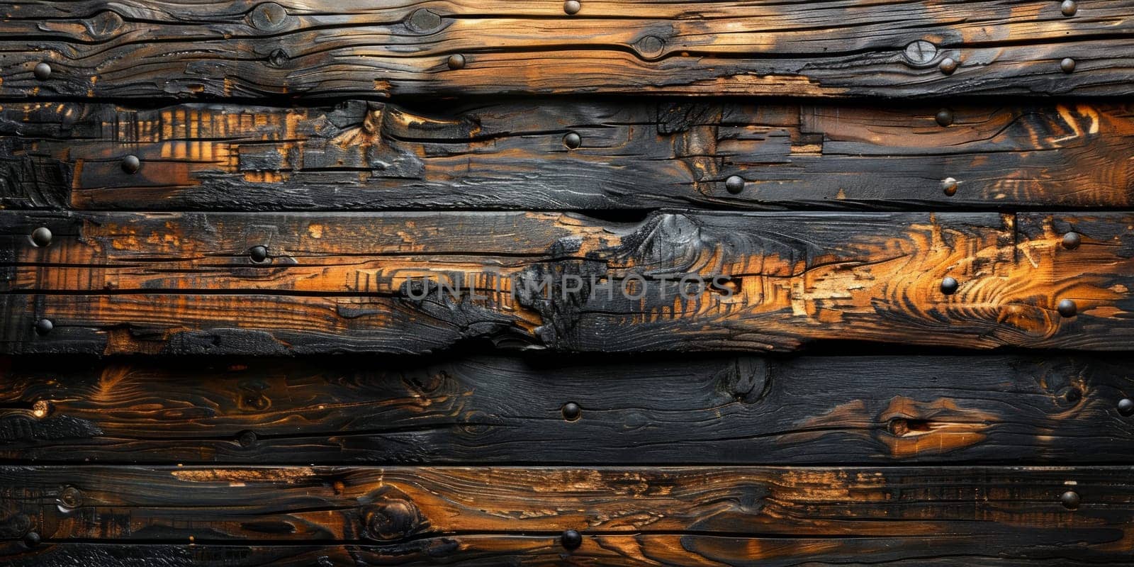 Wooden texture background. Old wooden planks with knots and nail holes.