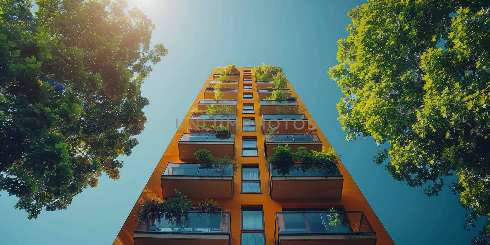 Modern apartment buildings on a sunny day. Facade of a modern apartment building