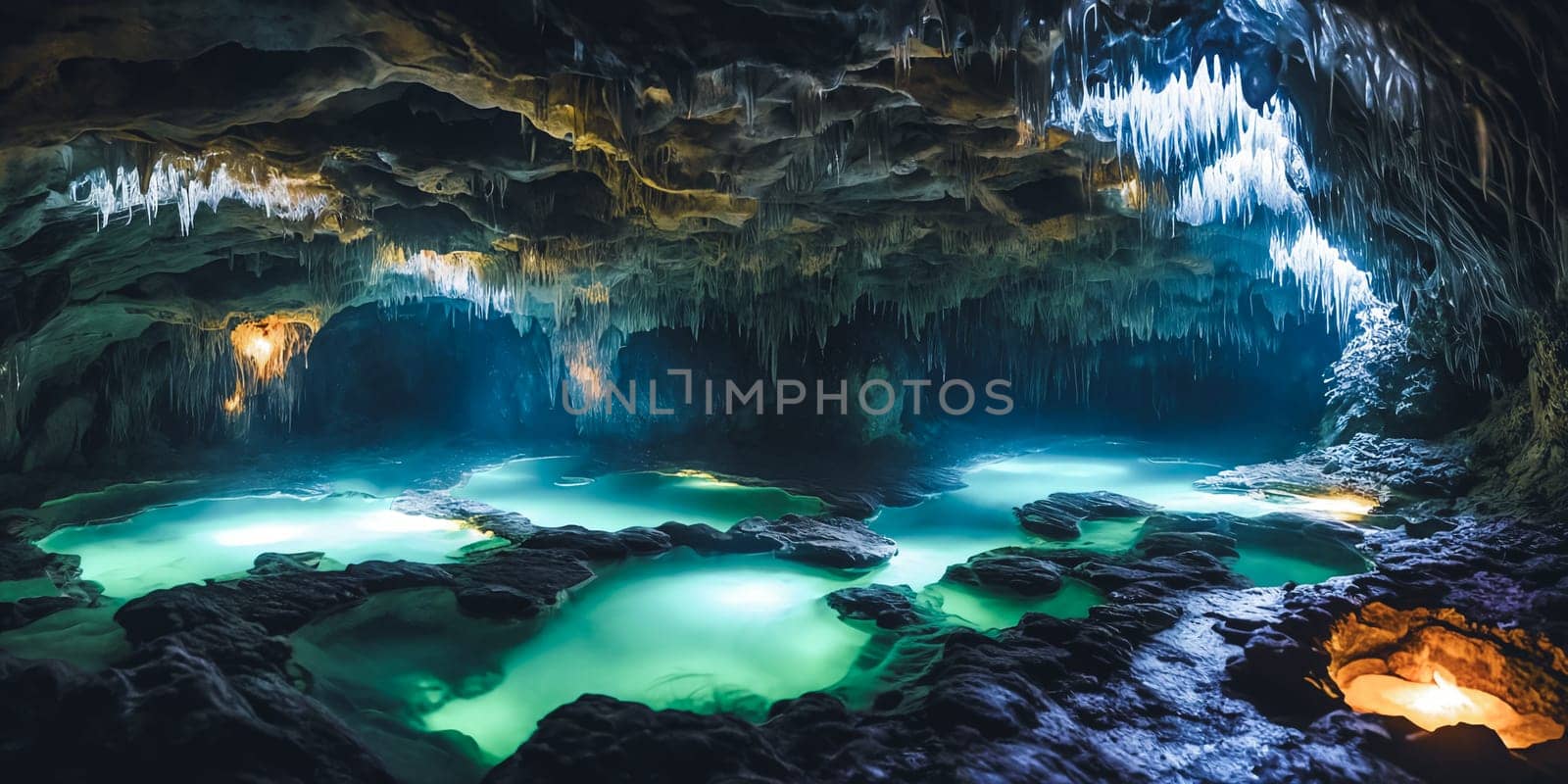 Glowing Caverns. An underground wonderland, a cavern adorned with luminescent crystals. Their soft glow reveals winding tunnels, reflecting pools, and the promise of hidden treasures.