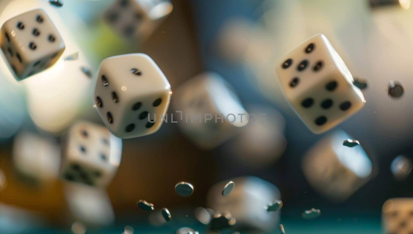 Dice in mid air symbolizing chance and luck