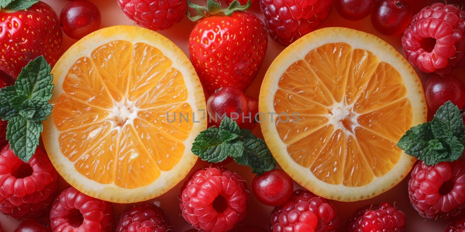 Raspberry, orange, lemon and mint