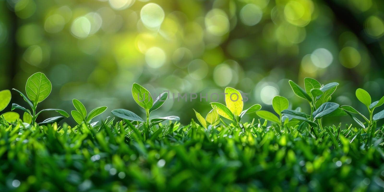 Sunlit green leaves highlighting natural beauty
