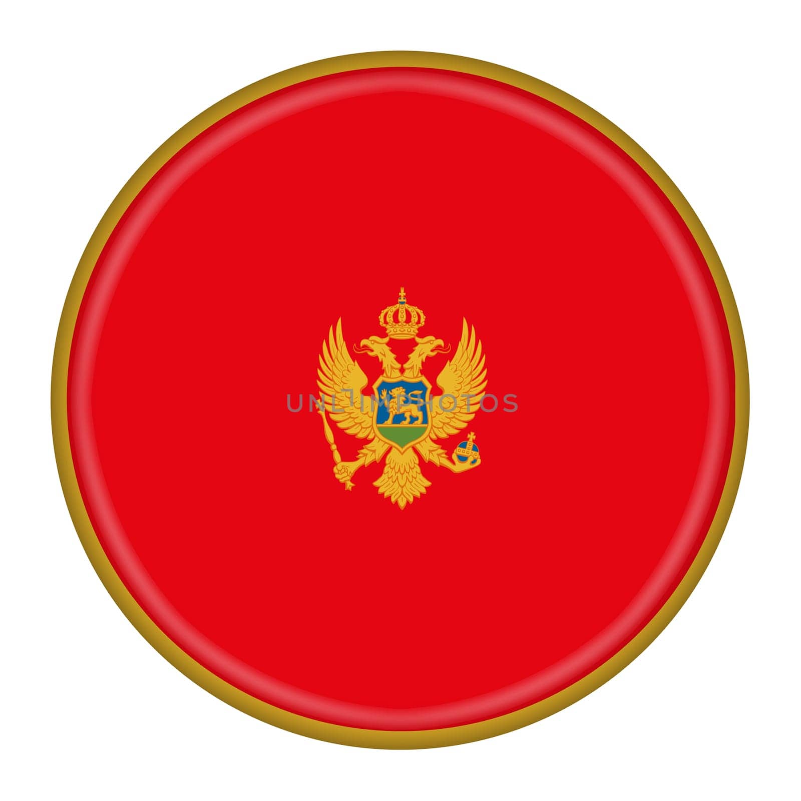 A Montenegro flag button 3d illustration with clipping path