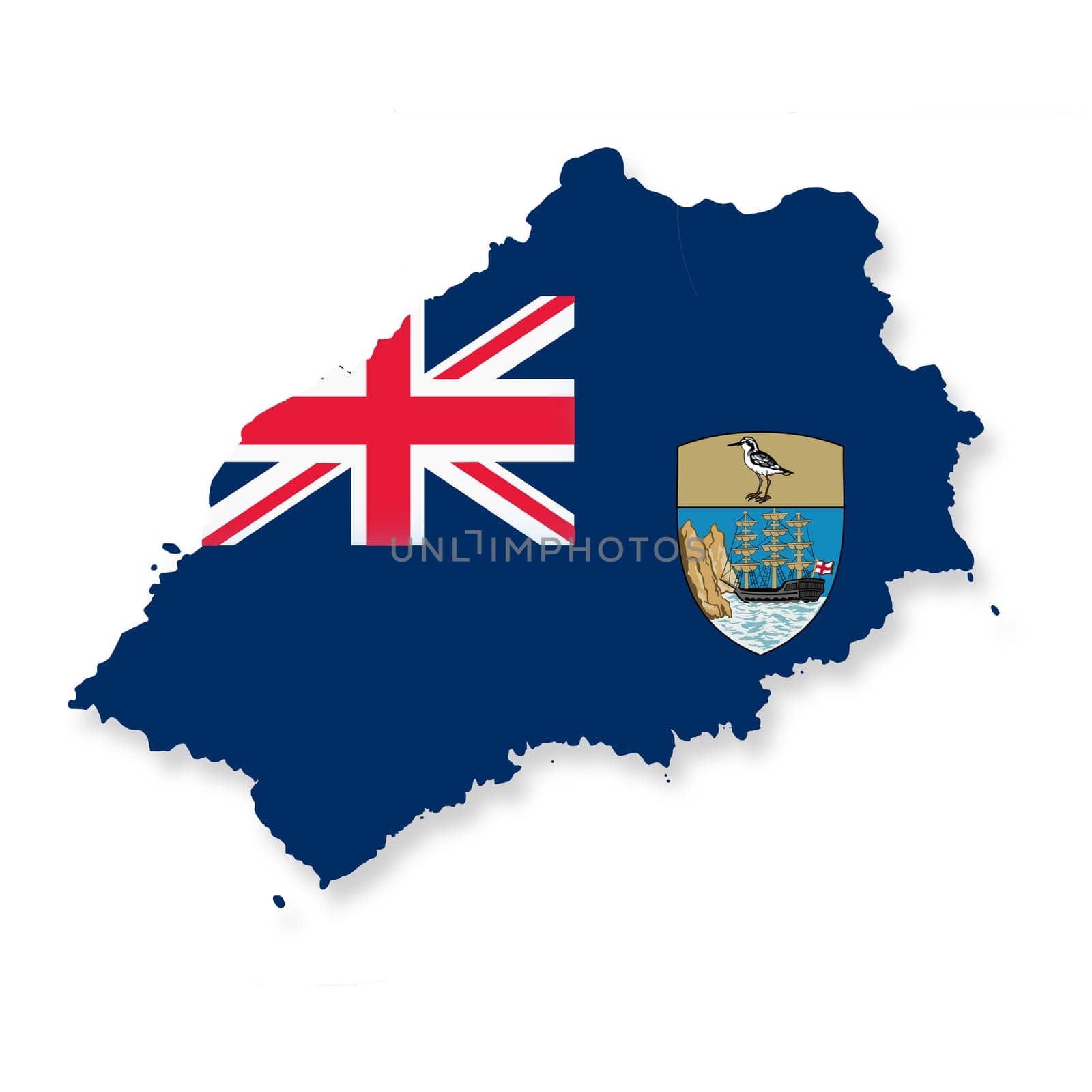 A Saint Helena flag map on white background with clipping path